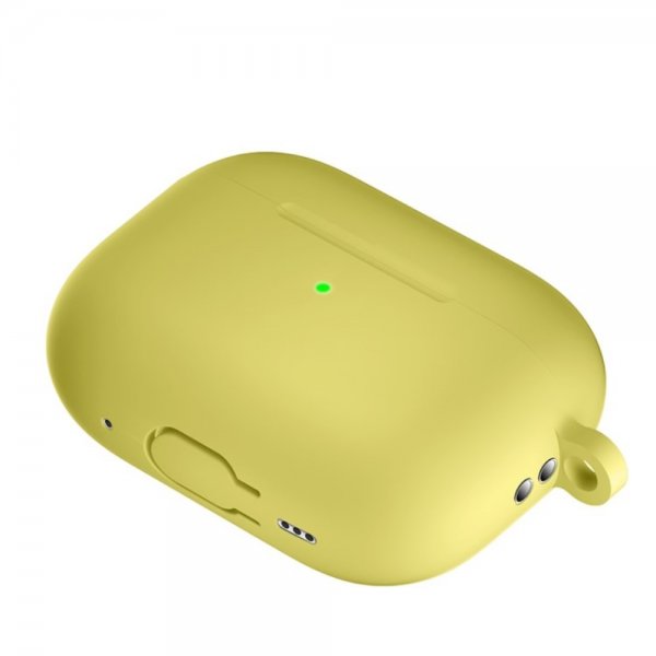 AirPods Pro 2 Deksel Silikon med Karabinkrok Gul