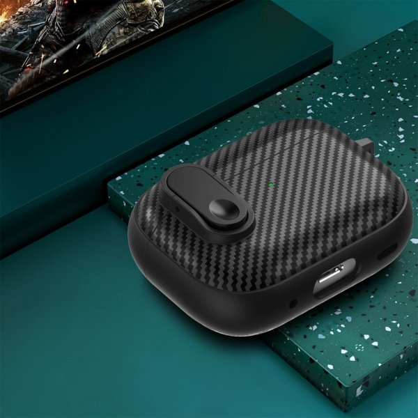 AirPods Pro 2 Deksel Kullfibermønster Lys grønn
