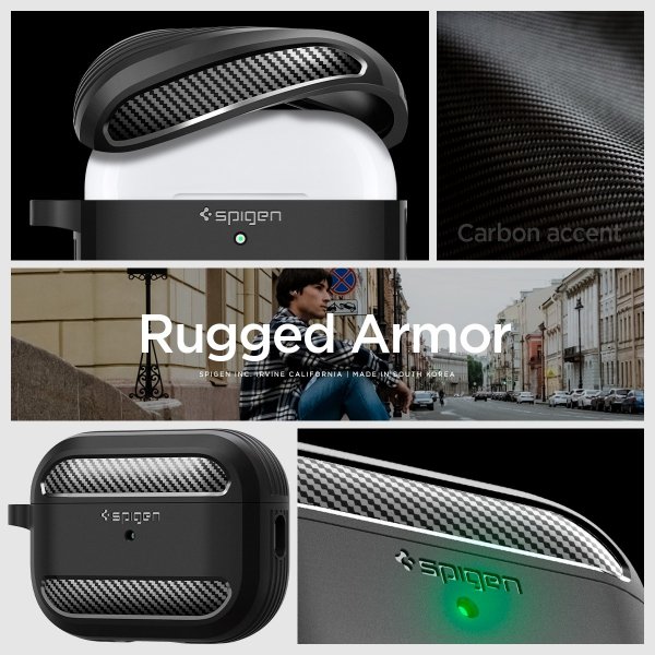 Spigen AirPods Pro 2 Deksel Rugged Armor Matte Black