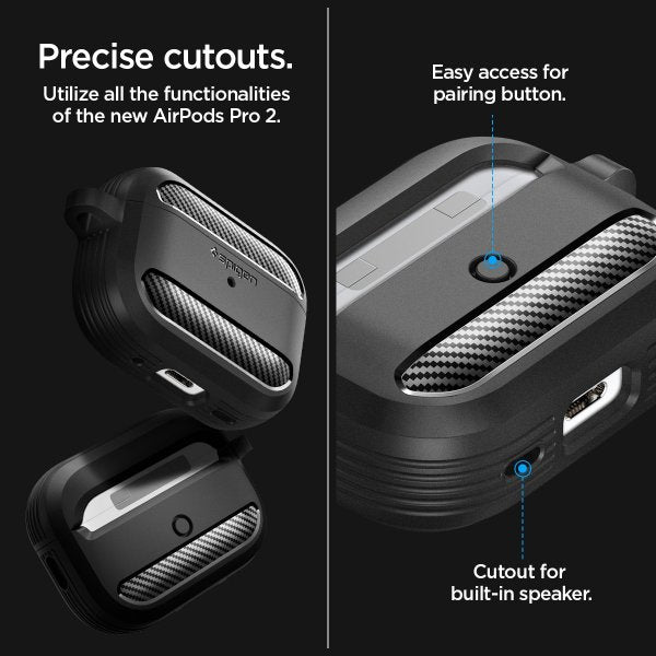 Spigen AirPods Pro 2 Deksel Rugged Armor Matte Black