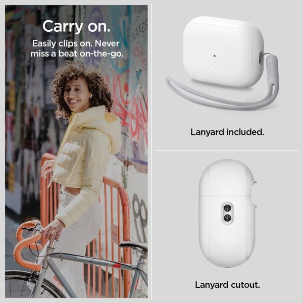 Spigen AirPods Pro 2 Deksel Silicone Fit + Strap Hvit