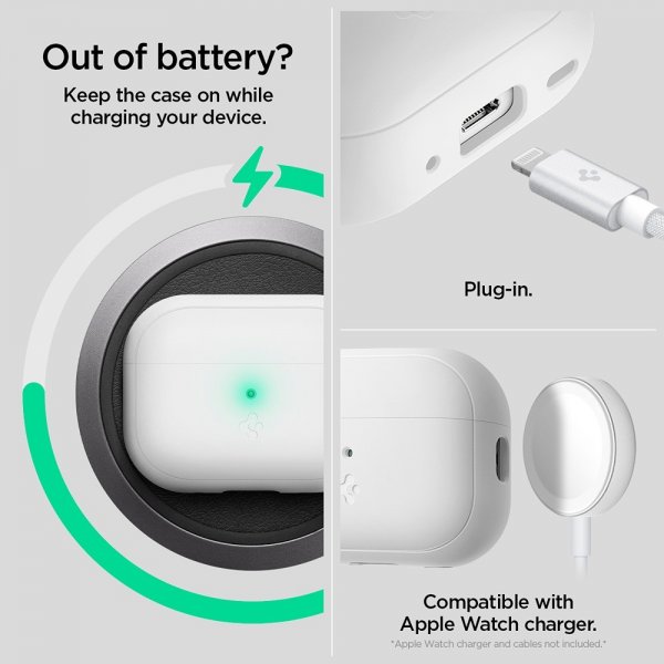 Spigen AirPods Pro 2 Deksel Silicone Fit + Strap Hvit