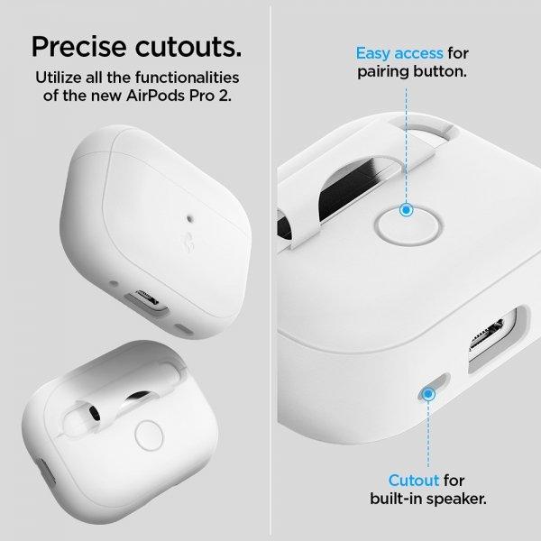 Spigen AirPods Pro 2 Deksel Silicone Fit + Strap Hvit