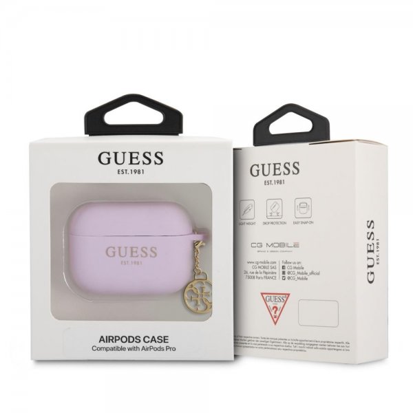 Guess AirPods Pro Deksel Classic Logo 4G Charm Lilla