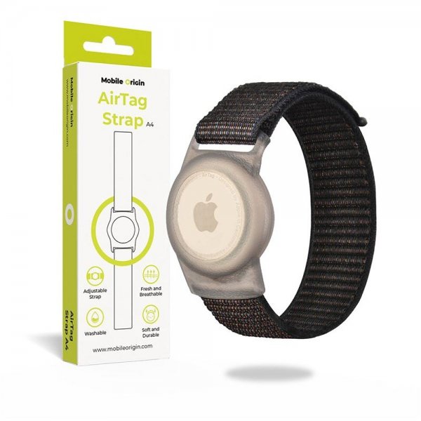 Mobile Origin AirTag Armbånd Nylon Svart