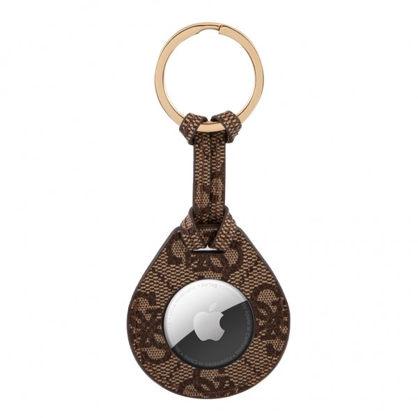 Guess AirTag Holder 4G Logo Brun