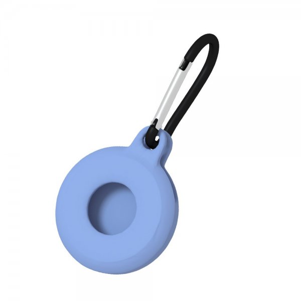 Apple AirTag Holder i Silikon med Karabinkrok Lysblå