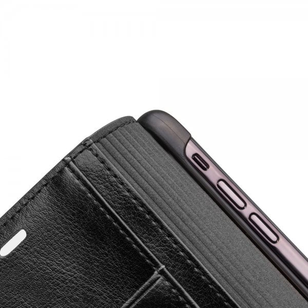 Qialino Ekte Skinn Etui med Kortlomme till Apple iPhone Xs Max Svart