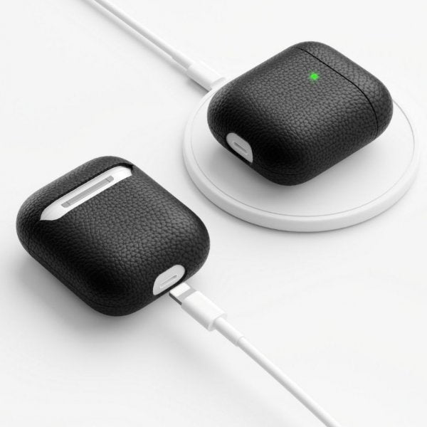 KeyBudz AirPods (1/2) Deksel PodSkinz Ekte Skinn Svart