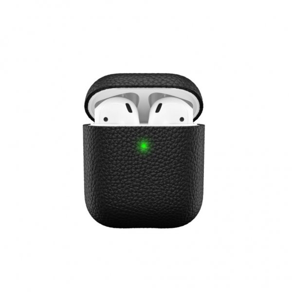 KeyBudz AirPods (1/2) Deksel PodSkinz Ekte Skinn Svart