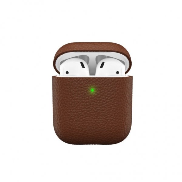 KeyBudz AirPods (1/2) Deksel PodSkinz Ekte Skinn Brun