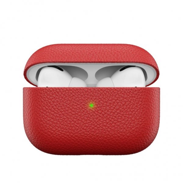 KeyBudz AirPods Pro Deksel PodSkinz Ekte Skinn Rød