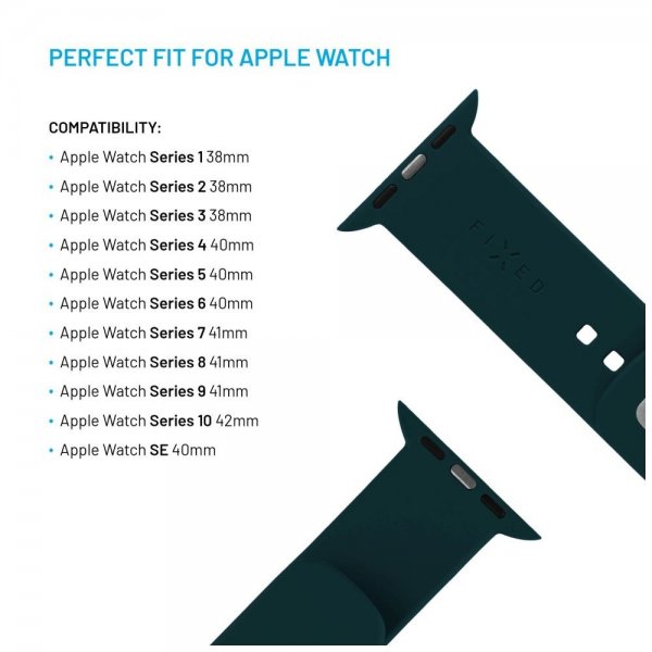 Fixed Apple Watch 38/40/41/42mm Armbånd Silicone Sporty Strap Mørkegrønn