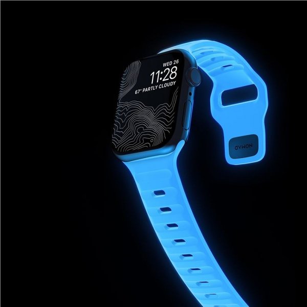 Nomad Apple Watch 38/40/41/42mm Armbånd Sport Band Icy Blue Glow