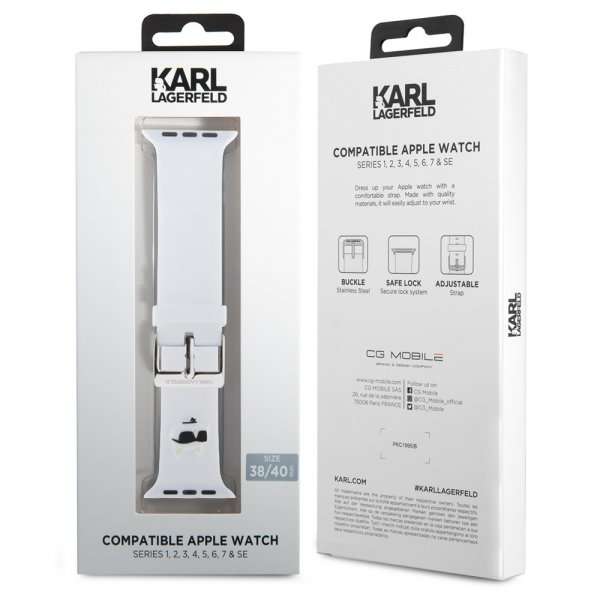 Karl Lagerfeld Apple Watch 38/40/41/42mm Armbånd Rubber NFT Choupette Hvit