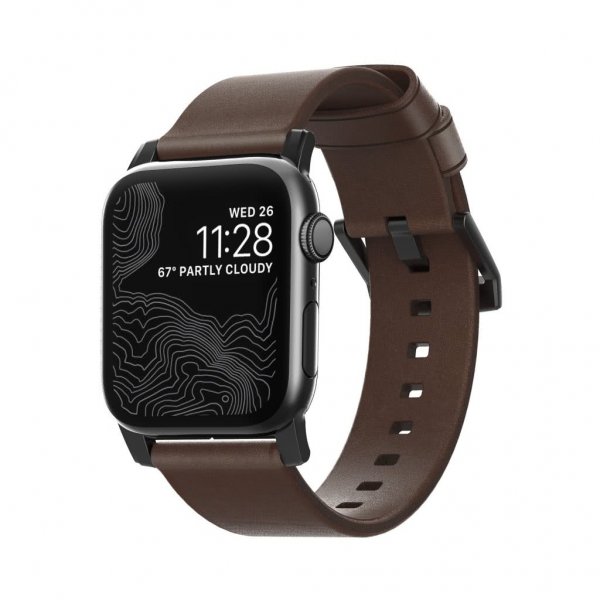 Nomad Apple Watch 38/40/41/42mm Armbånd Modern Band Black Hardware Rustic Brown