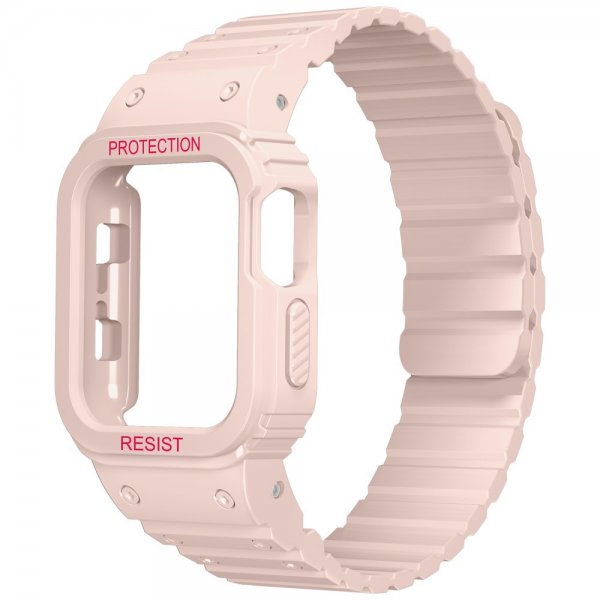 Apple Watch 40/41mm Armbånd med Deksel Silikon Magnetlås Rosa
