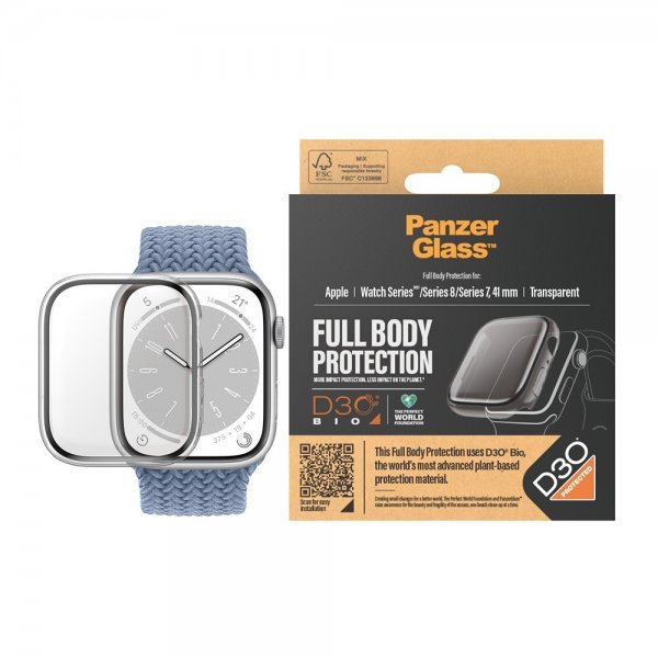 PanzerGlass Apple Watch 41mm Deksel Skjermbeskytter Full Body Protector Transparent