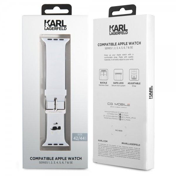 Karl Lagerfeld Apple Watch 44/45/46mm/Apple Watch Ultra Armbånd Rubber NFT Choupette Hvit