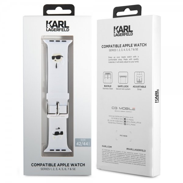 Karl Lagerfeld Apple Watch 44/45/46mm/Apple Watch Ultra Armbånd Rubber NFT Karl & Choupette Hvit