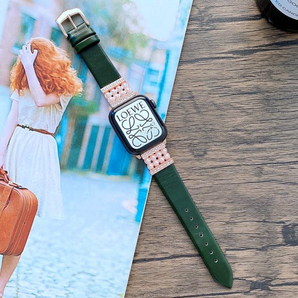 Apple Watch 44/45/46mm/Apple Watch Ultra Armbånd Perler Grønn