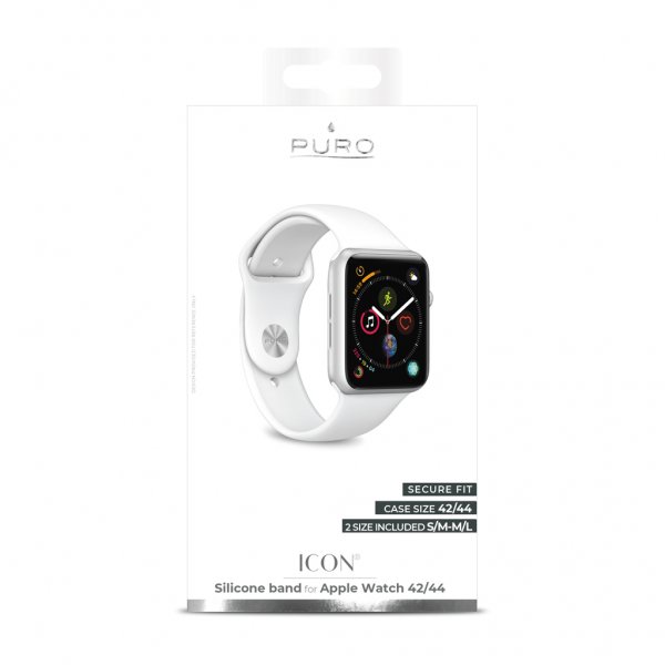 Puro Apple Watch 44/45/46mm/Apple Watch Ultra Armbånd ICON Silicone Band Hvit