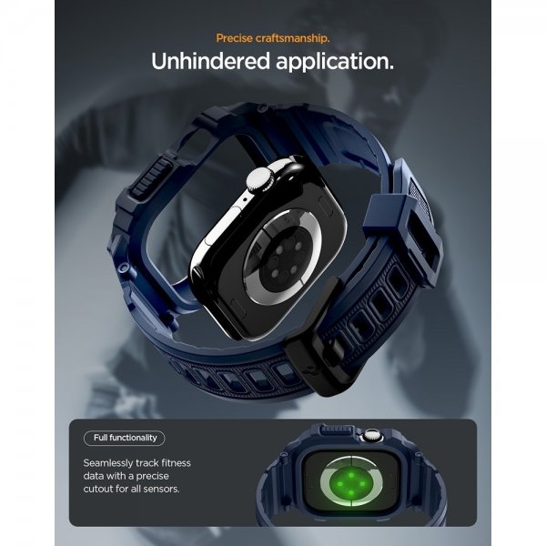 Spigen Apple Watch 42mm (Series 10/11) Armbånd Rugged Armor Pro 2 Navy Blue