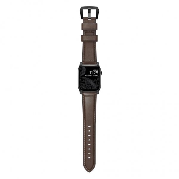 Nomad Apple Watch 44/45/46mm/Apple Watch Ultra Armbånd Traditional Band Black Hardware Rustic Brown