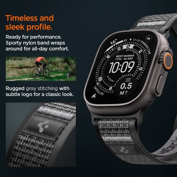 Spigen Apple Watch 44/45/46mm/Ultra 49mm Armbånd Athlex Air 2 Active Black Gray