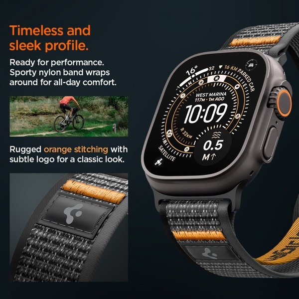 Spigen Apple Watch 44/45/46mm/Ultra 49mm Armbånd Athlex Air 2 Active Black Orange