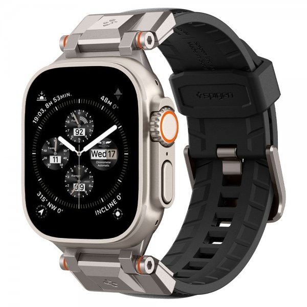 Spigen Apple Watch 44/45/46mm/Ultra 49mm Armbånd DuraPro Armor PU Svart