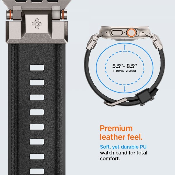 Spigen Apple Watch 44/45/46mm/Ultra 49mm Armbånd DuraPro Armor PU Svart