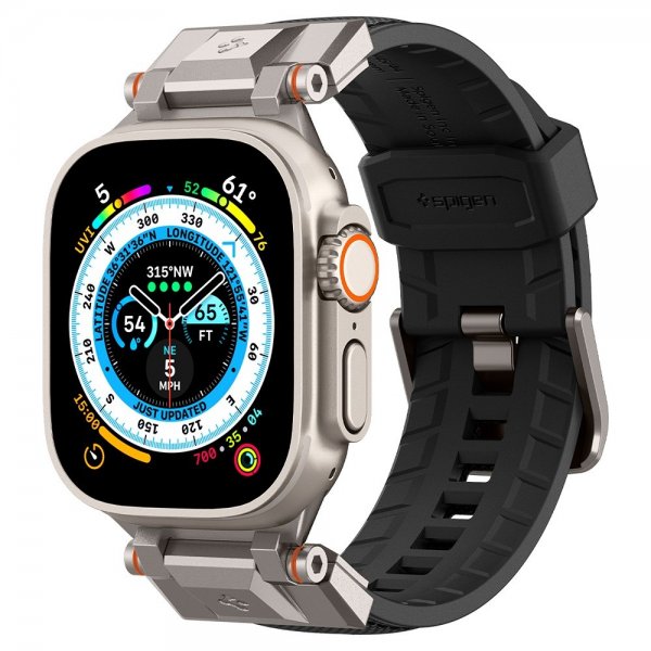 Spigen Apple Watch 44/45/46mm/Ultra 49mm Armbånd DuraPro Armor Svart