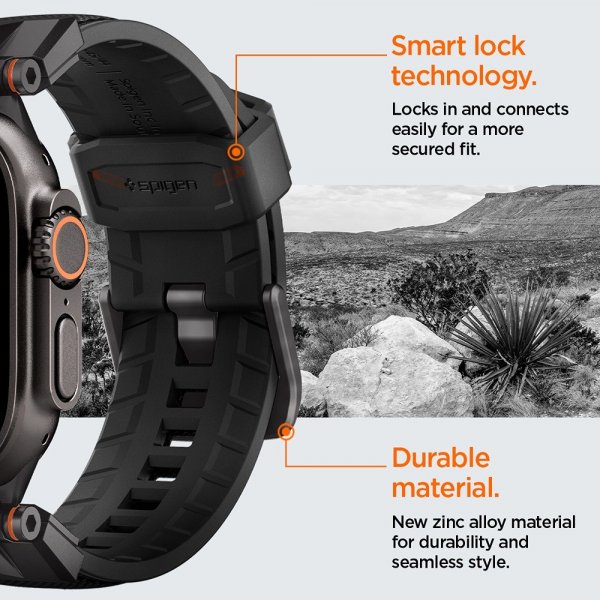 Spigen Apple Watch 44/45/46mm/Ultra 49mm Armbånd DuraPro Armor Svart