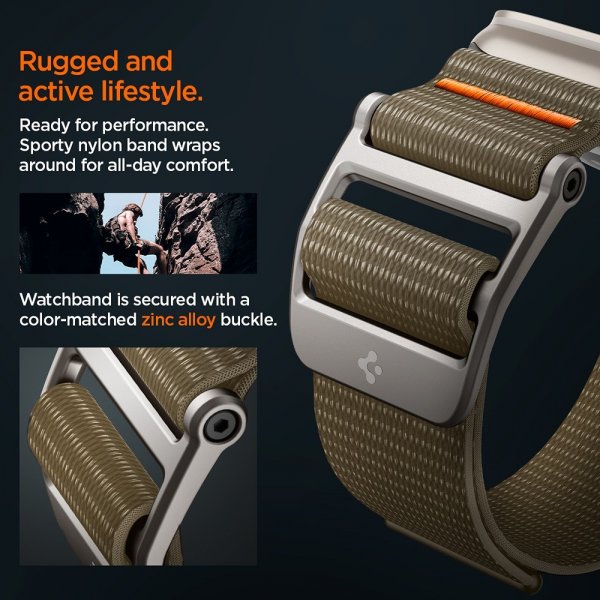 Spigen Apple Watch 44/45/46mm/Ultra 49mm Armbånd DuraPro Flex Khaki