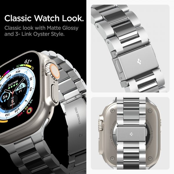Spigen Watch 44mm/Watch 45mm/Watch 46mm/Watch Ultra 49mm Armbånd Modern Fit 316L Sølv