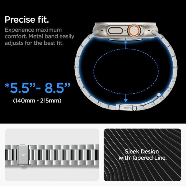 Spigen Watch 44mm/Watch 45mm/Watch 46mm/Watch Ultra 49mm Armbånd Modern Fit 316L Sølv