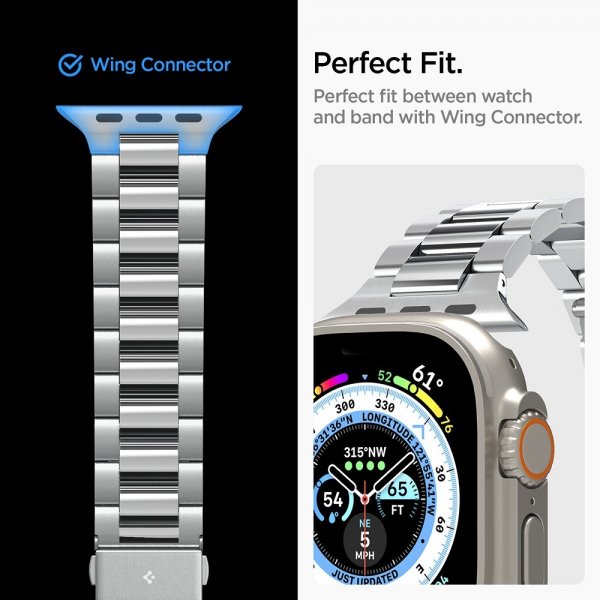 Spigen Watch 44mm/Watch 45mm/Watch 46mm/Watch Ultra 49mm Armbånd Modern Fit 316L Sølv
