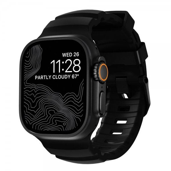 Nomad Apple Watch 44/45/46mm/Ultra 49mm Armbånd Rocky Point Svart Carbon Black