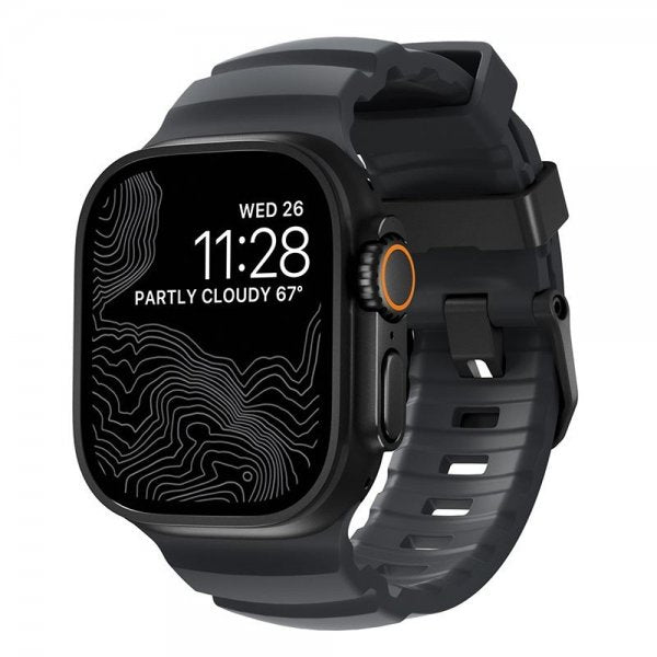 Nomad Apple Watch 44/45/46mm/Ultra 49mm Armbånd Rocky Point Svart Storm