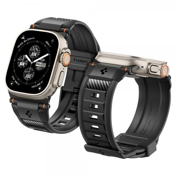 Spigen Apple Watch 44/45/46mm/Ultra 49mm Armbånd Rugged Ultra Matte Black