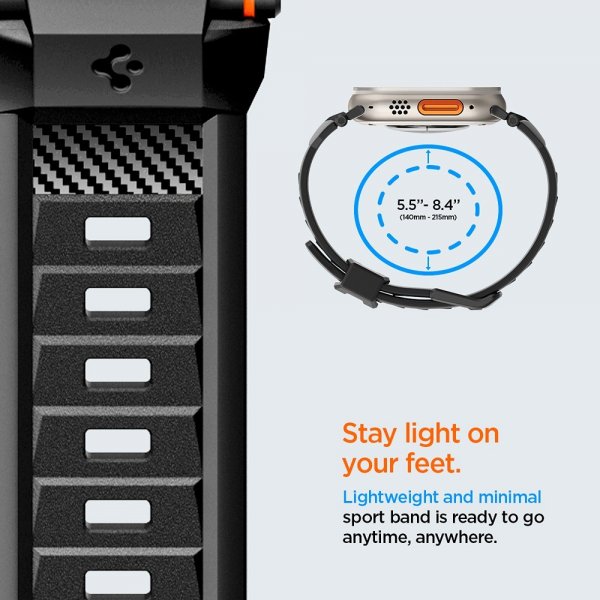 Spigen Apple Watch 44/45/46mm/Ultra 49mm Armbånd Rugged Ultra Matte Black