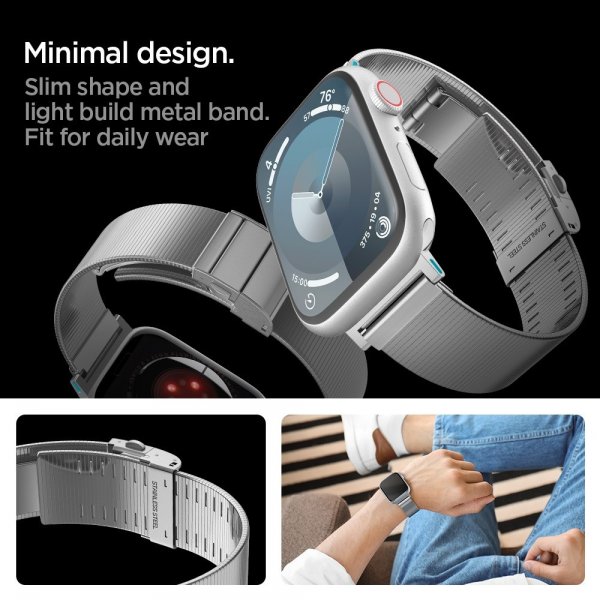 Spigen Apple Watch 44/45/46mm/Ultra 49mm Armbånd Sleek Link Sølv