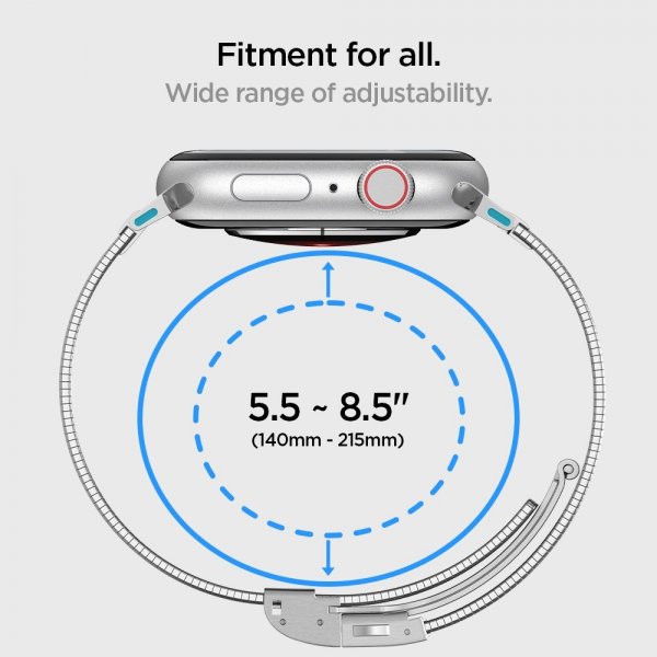 Spigen Apple Watch 44/45/46mm/Ultra 49mm Armbånd Sleek Link Sølv