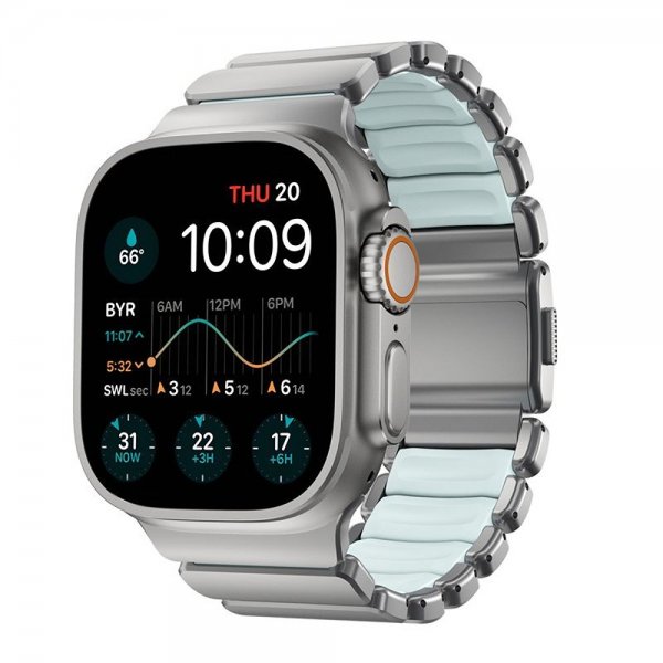 Nomad Apple Watch 44/45/46mm/Ultra 49mm Armbånd Stratos Band Natural Icy Blue Glow