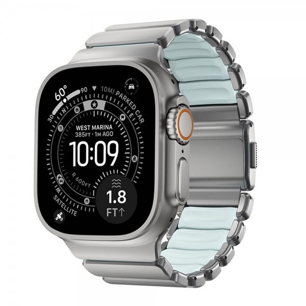 Nomad Apple Watch 44/45/46mm/Ultra 49mm Armbånd Stratos Band Natural Icy Blue Glow