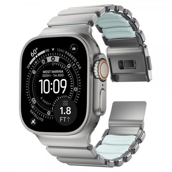 Nomad Apple Watch 44/45/46mm/Ultra 49mm Armbånd Stratos Band Natural Icy Blue Glow