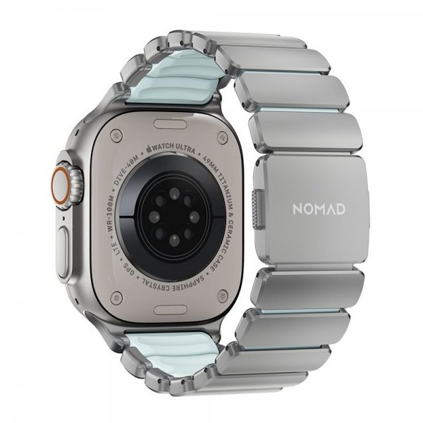 Nomad Apple Watch 44/45/46mm/Ultra 49mm Armbånd Stratos Band Natural Icy Blue Glow