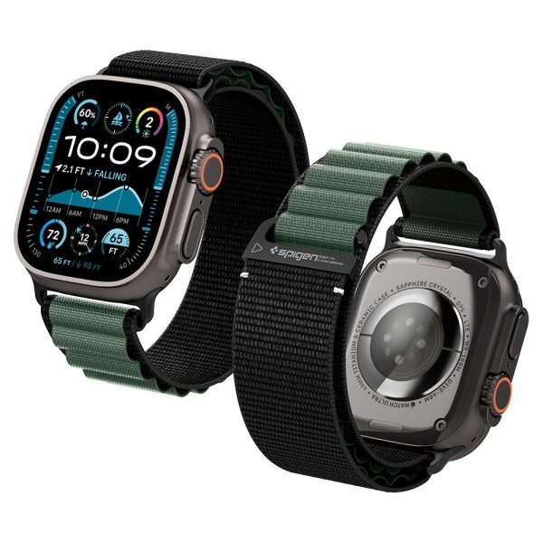 Spigen Apple Watch 44/45/46mm/Watch Ultra 49mm Armbånd WBF1 Svart Grønn