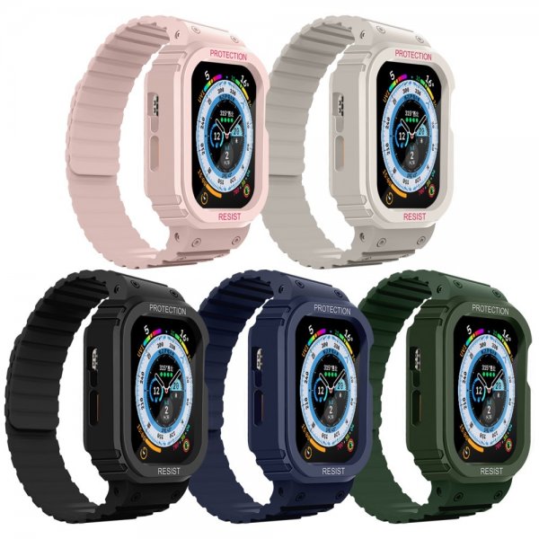 Apple Watch 44/45mm Armbånd Deksel Silikon Magnetlukking Rosa